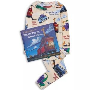 Book to Bed Kids Boys HATLEY Steam Train Dream Train Pajamas & Book Set - NWT